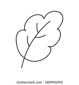 Esquema negro de una hoja de árbol sobre un fondo blanco. Vector. Doodling