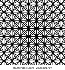 Black outline triangles in rhombus vector square seamless pattern or texture.