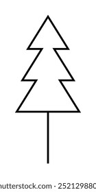 Contorno preto de um pinheiro abstrato triangular com um tronco reto. Ideal para decorações de férias, ilustrações da natureza, projetos minimalistas, materiais educacionais, temas ao ar livre