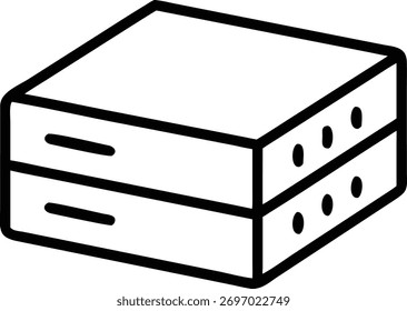 Black outline of two stacked server boxes with vents and drawers on white background