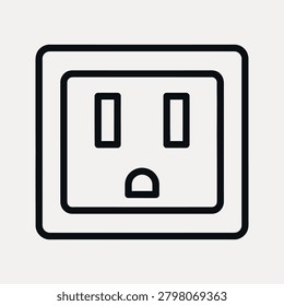 Black outline of a us electrical outlet power socket