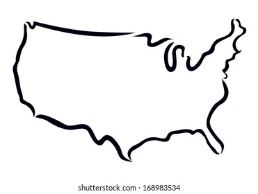 black outline of USA map