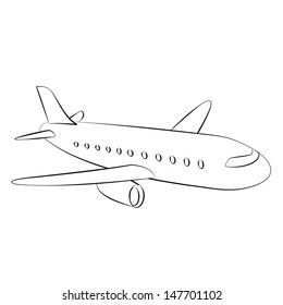 Black Outline Vector Airplane On White Stock Vector (Royalty Free ...