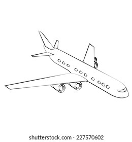 Black Outline Vector Airplane On White Stock Vector (Royalty Free ...