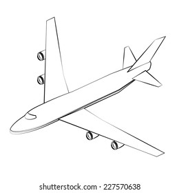 Black Outline Vector Airplane On White Stock Vector (Royalty Free ...