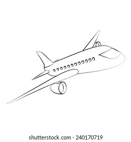 Coloring Page Flying Plane Passenger Aircraft Stock Vector (Royalty ...