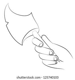 Black outline vector axe on white background.