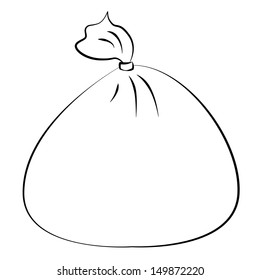 Black outline vector bag on white background.