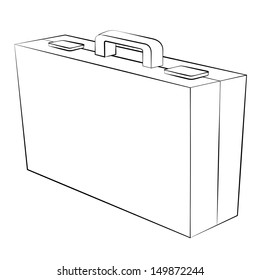 Black outline vector bag on white background.