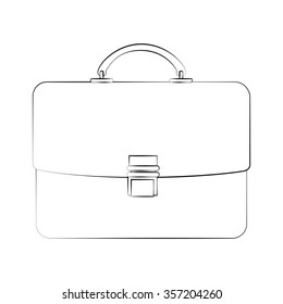 Black outline vector bag on white background.
