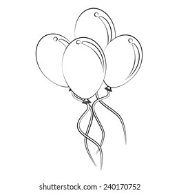 Black outline vector balloon on white background.