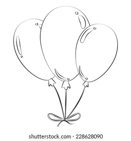Black outline vector balloons on white background.