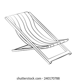 Black outline vector Beach bed on white background.