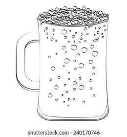 Black outline vector Beer Glass on white background.