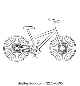 Black outline vector Bicycle on white background.
