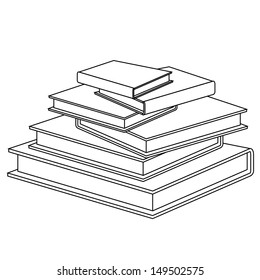 Black outline vector book on white background.
