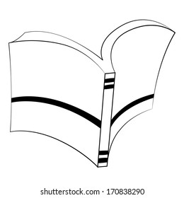 Black outline vector Book on white background.