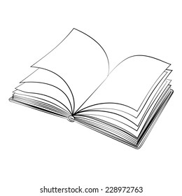 Black outline vector Book on white background.