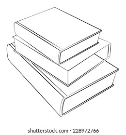 Black outline vector Book on white background.
