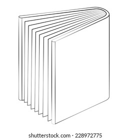 Black outline vector Book on white background.