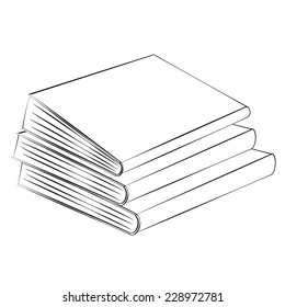 Black outline vector Book on white background.