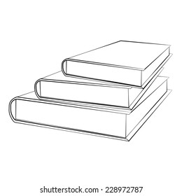 Black outline vector Book on white background.