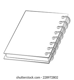 Black outline vector Book on white background.