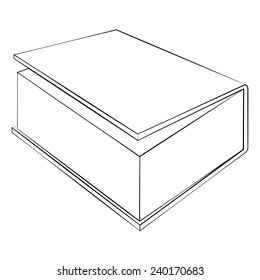 Black outline vector Book on white background.