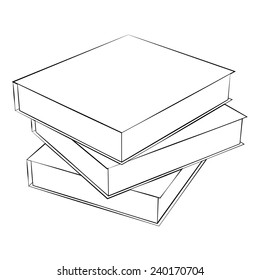 Black outline vector Book on white background.