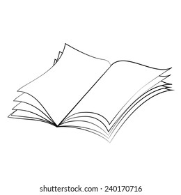Black outline vector Book on white background.