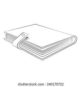 Black outline vector Book on white background.