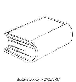 Black outline vector Book on white background.