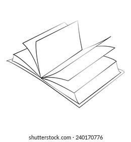 Black outline vector Book on white background.