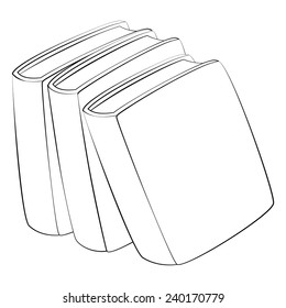 Black outline vector Book on white background.