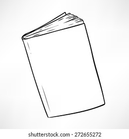 Black Outline Vector Book On White Background