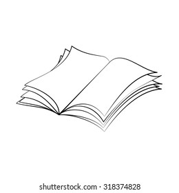 Black outline vector Book on white background.