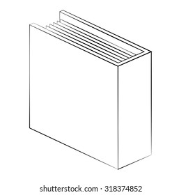 Black outline vector Book on white background.