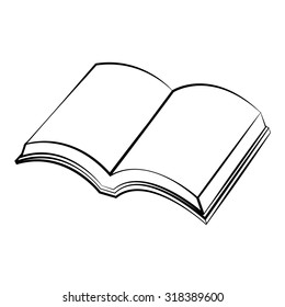 Black outline vector Book on white background.