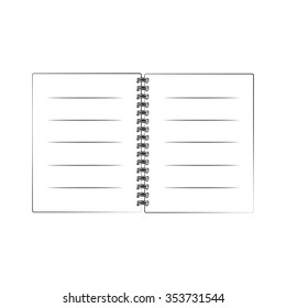 Black outline vector Book on white background.