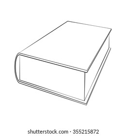 Black outline vector Book on white background.