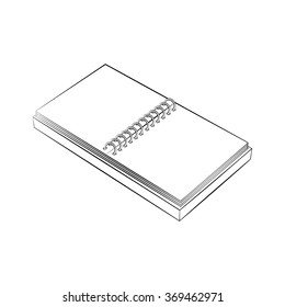 Black outline vector Book on white background.