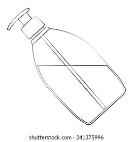 Black outline vector bottle on white background.