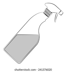 Black outline vector bottle on white background.