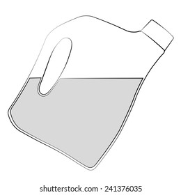 Black outline vector bottle on white background.