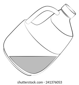 Black outline vector bottle on white background.