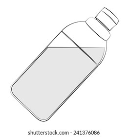 Black outline vector bottle on white background.