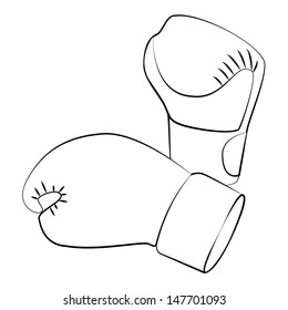 Black outline vector boxing gloves on white background.