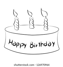 Black outline vector Cake on white background.