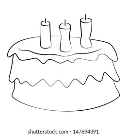 Black outline vector Cake on white background.