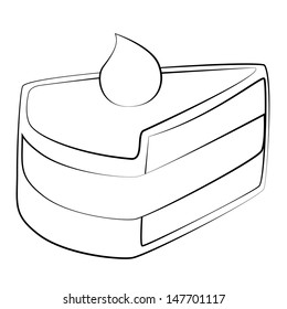 Black outline vector Cake on white background.